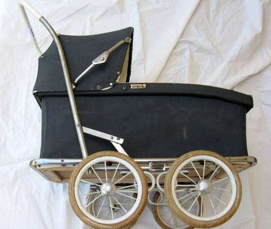 TORCK : TOY PRAM  : OLD - PLEASE NOTE CONDITION OF MATERIAL AND RUST
