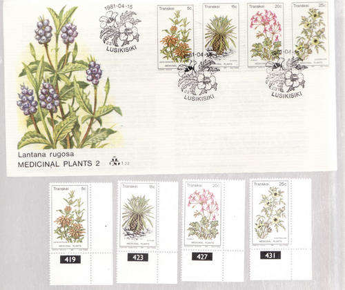 Transkei - 1981 -  Medicinal Plants 2 -  FDC  and Set of 4 Mint Stamps