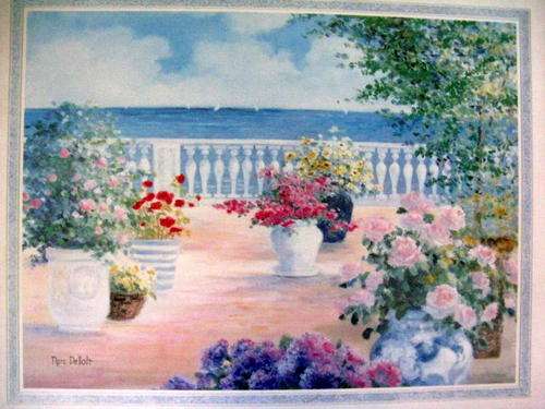 PATIO PLANTS : PRINT - NORA DE BOLT : FRAMED SIZE - 78.5 X 63 cm