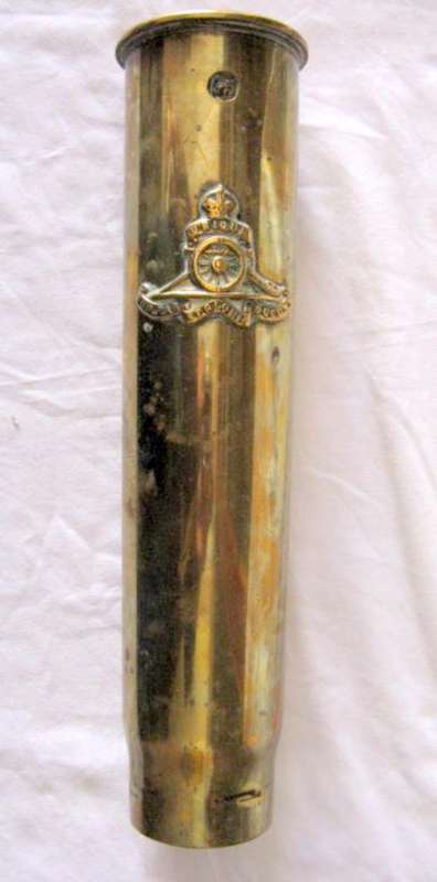 SHELL CASE : 30.5cm LONG : 29-8-01 1901 : WITH CREST OF ROYAL ARTILLERY REGIMENT