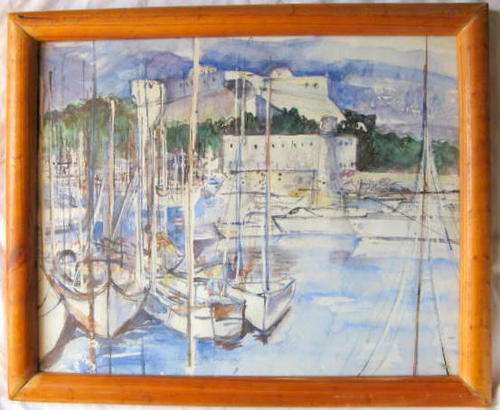BOATS : FRAMED SIZE - 49X40.5CM : CANT READ SIGNATURE