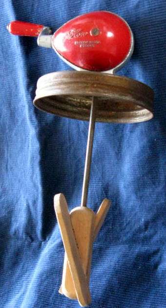 BUTTER CHURN (MECHANISM ONLY) : "BLOW" - BRITISH PATND : NO GLASS JAR : **NOTE RUST**