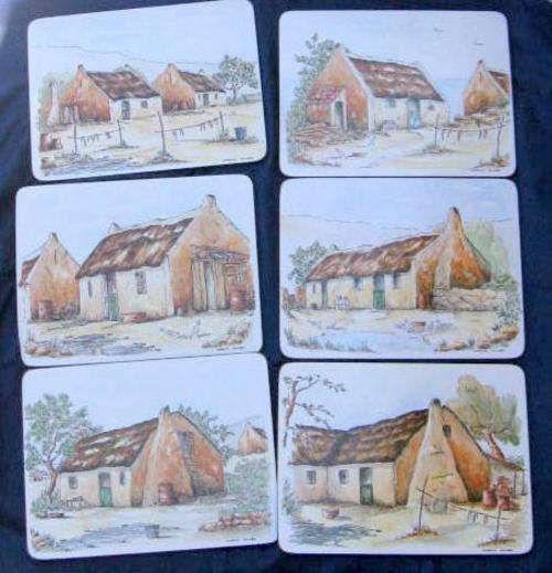 SET OF 6 PLACE MATS BY ART PUBLISHERS FEATURING THE WORK OF NORMA WILES