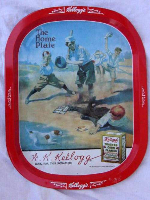 KELLOGG'S : 32.5 X 42CM : 1996 KELLOGG CO. : 1912 "REDDY'S GREAT SLIDE TO THE HOME PLATE"