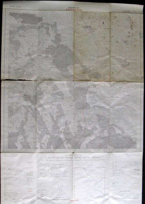 RHODESIA  used during BUSH WAR. MAPS: RESTRICTED : SUTSWE : SCALE 1:50,000 : REVERSE, S.RHODESIA -