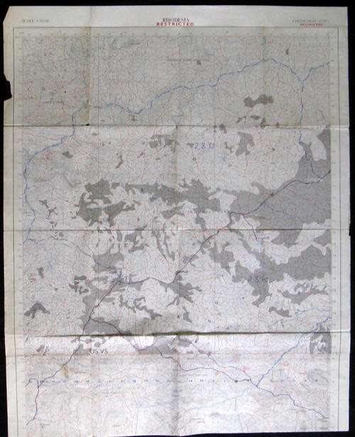 RHODESIA :Used  During BUSH WAR  MAPS : CHITSUNGO : SCALE 1:50,000 : NOTE TAPE ACROSS BACK AND TEARS