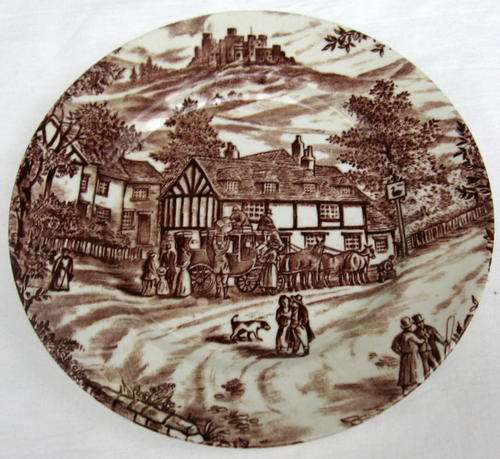 BROADHURST : STAFFORDSHIRE : IRONSTONE : SWAN INN : ENGLAND : 17cm DIAMETER SIDE PLATE