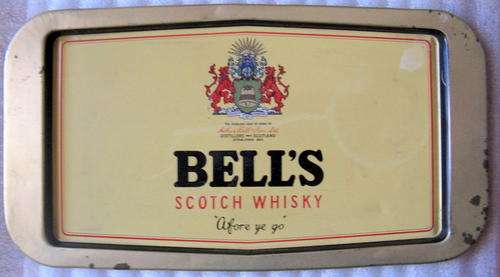 BELL'S SCOTCH WHISKY : TRAY - 37 X 20cm : **NOTE DENTS AND RUST**
