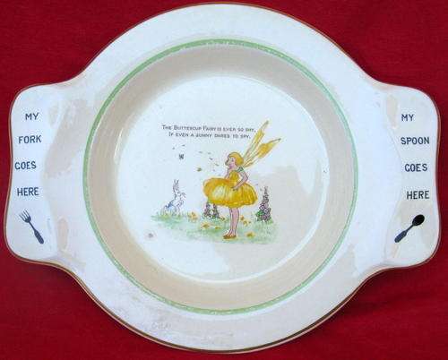 BOOTHS : MADE IN ENGLAND : CHILDRENS PLATE - BUTTERCUP FAIRY : **5 CHIPS BACK OF PLATE*