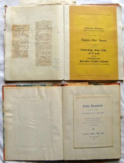 COLLECTION OF PICTURES, NEWSPAPER CUTTINGS & DOCUMENTS - 1945-1947 QUE QUE RHODESIA