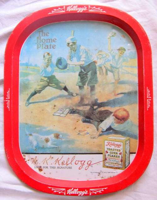 KELLOGG'S TRAY : 33x42cm : "THE HOME PLATE" : **LOTS OF RUST**