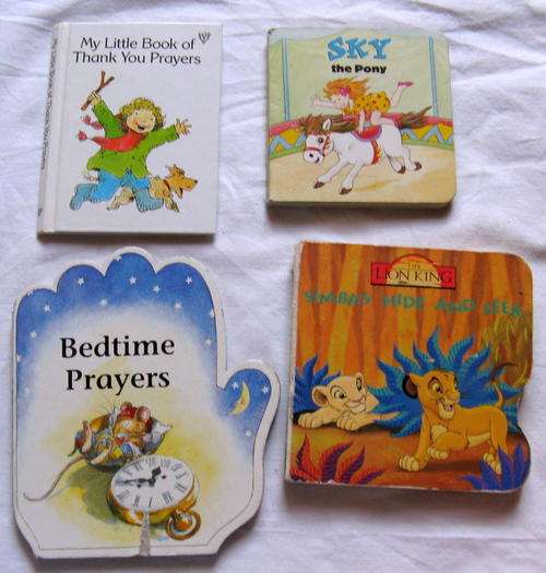 3 SMALL BOARD BOOKS FOR TODDLERS : BEDTIME PRAYERS - LION KING - SKY THE PONY : & THANK YOU PRAYERS