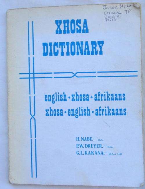 XHOSA DICTIONARY  PAPERBACK  ENGLISH -XHOSA- AFRIKAANS  SEE  PICTURES