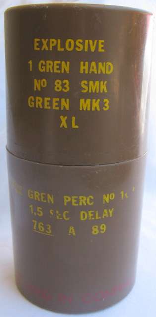 HAND GRENADE  CONTAINER : PLASTIC : NO. 83 SMK - GREEN MK3 - XL