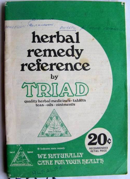 HERBAL REMEDY REFERENCE BY TRIAD  WRTING ON FRONT PAGE  THIN PAPERBACK