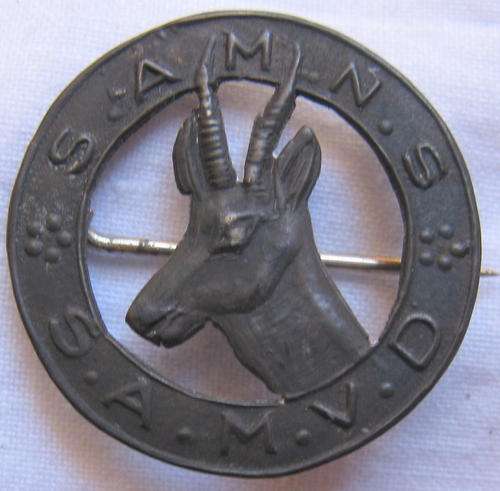 S.A.M.N.S * S.A.M.V.D. - SOUTH AFRICAN MILITARY NURSING SERVICES BADGE : **SILVER**