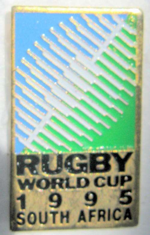LAPEL BADGE : RUGBY WORLD CUP - 1995 - SOUTH AFRICA : x cm : *PIN BUT NO STUD*
