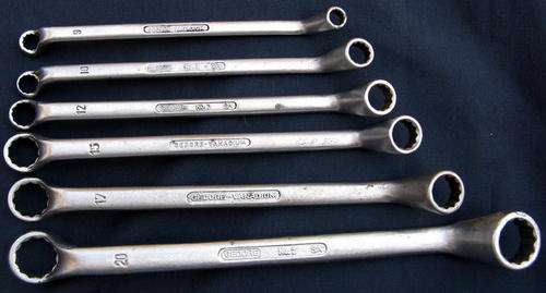 GEDORE : 6 DOUBLE ENDED RING SPANNERS : 8/9 - 10/11 - 12/13 - 14/15 - 16/17 - 20/22 : VANADIUM