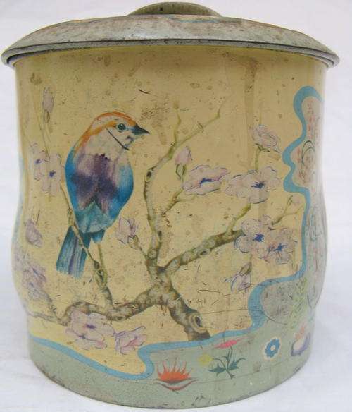 ROUND TIN : 12.5cm HIGH : 12cm DIAMETER : **SEE PICTURES**NOTE CONDITION**