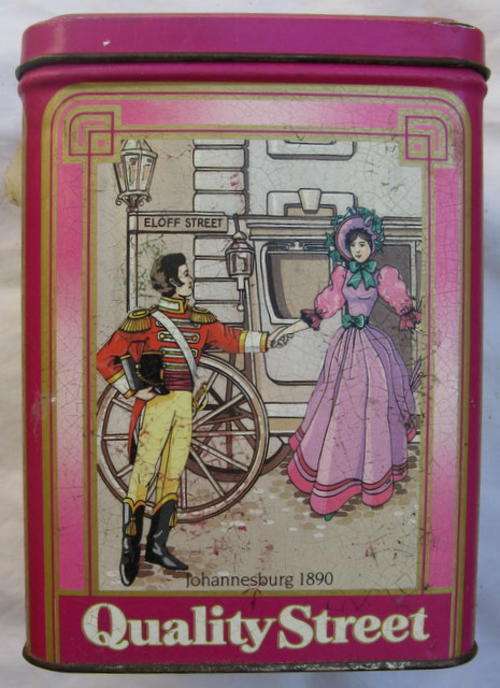 QUALITY STREET TIN : 11.5X 11.5X15.5CM (100 YEARS OF WILSON ROWNTREE) : *CLEAN INSIDE*