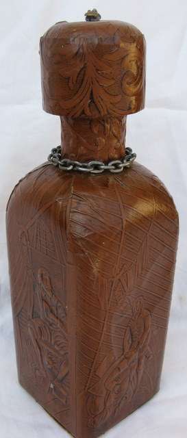 MIGUEL DE CERVANTES COVERED EMPTY BOTTLE with WOODEN TOP