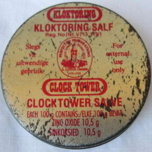 EMPTY TIN : KLOKTORING SALF / CLOCK TOWER SALVE : 5.8cm DIAMETER - 1.3cm DEEP