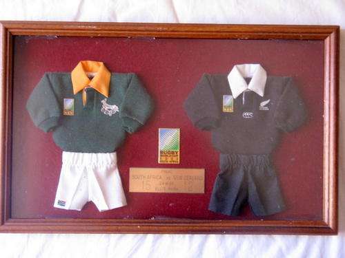 RUGBY WORLD CUP : 1995 : FINAL - S.A. vs N.Z. - 15 12 : ELLIS PARK : FRAMED : 52.5x32.5cm