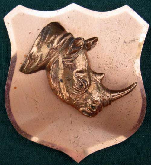 PURE COPPER PLAQUE : RHINO : 9.5x10.5cm : A COPPER BOUTIQUE PRODUCT : **SOME SCRATCHES**