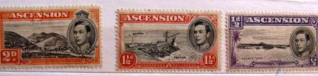 ASCENSION : 1/2d - 1 1/2d - 2d - : 3  POSTAGE STAMPS : DISPLAY PAGE NOT INCLUDED