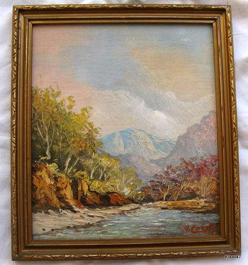 PAINTING - OIL : FRAMED SIZE 23x26cm : SEE DESCRIPTION FOR SIGNATURE