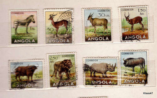 ANGOLA : 8 USED STAMPS : WILD LIFE : PREVIOUSLY HINGED