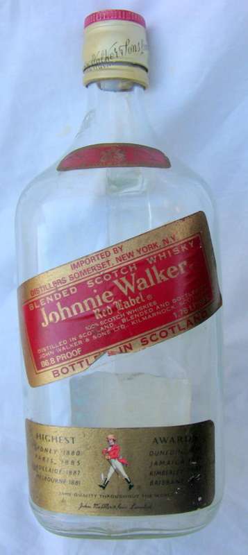 JOHNNIE WALKER : RED LABEL : SCOTCH WHISKY : EMPTY BOTTLE - 1.75L