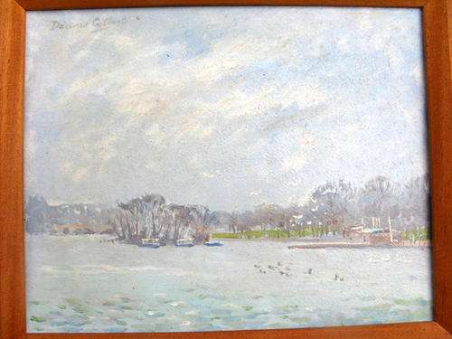 DENNIS GILBERT :  SERPENTINE IN WINTER : PAINTED ON BOARD :