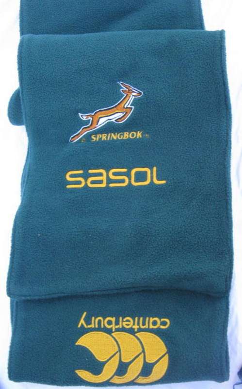 SPRINGBOK FLEECE SCARF : 20.5x165cm : CANTERBURY - OFFICIAL LICENCED PRODUCT OF THE SA RUGBY UNION