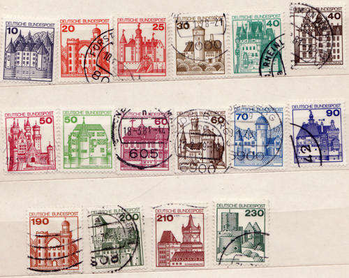 DEUTSCHES BUNDESPOST : 16 USED POSTAGE STAMPS