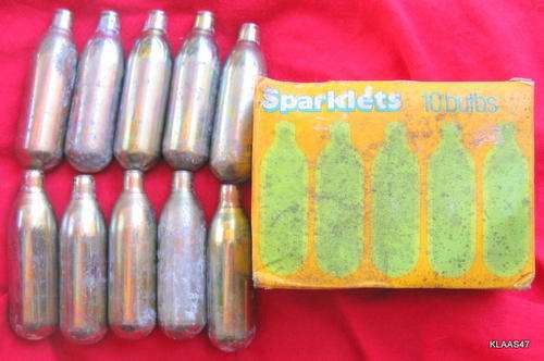 SPARKLETS :  SODA SYPHON SIPHON BULBS : VINTAGE : BOX OF 10 BULBS (BOX BAAADLY DAMAGED)