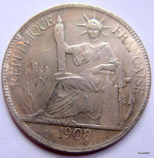 **REPLICA*  : INDO-CHINE FRANCAISE : PIASTRE DE COMMERCE :1908 : **REPLICA**