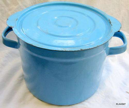 ENAMEL POT : KOCKUMS : SWEDEN : 22cm DIAMETER - 17.5cm DEEP