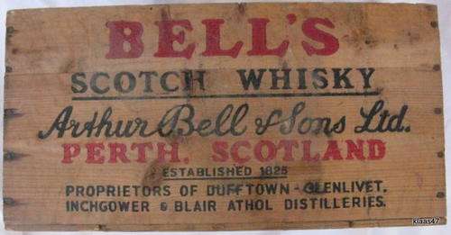 WOODEN CRATE : BELL'S SCOTCH WHISKY : 43x30x21.5cm : STAMPED S. & CO. CAPE TOWN