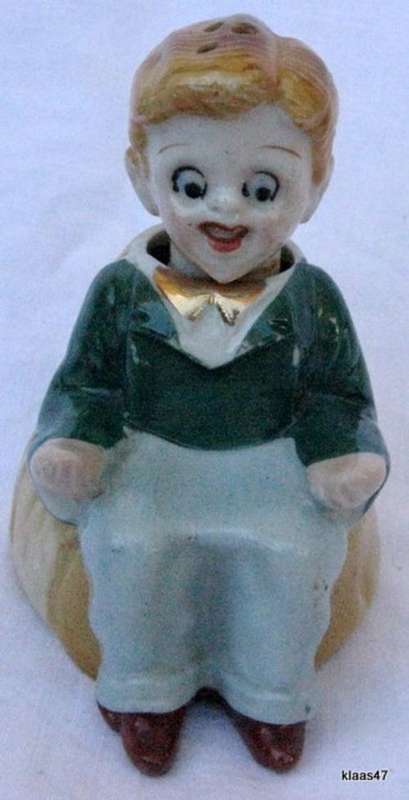 NOVELTY PORCELAIN PEPPER SHAKER BOY WITH MOVING HEAD MADE IN JAPAN