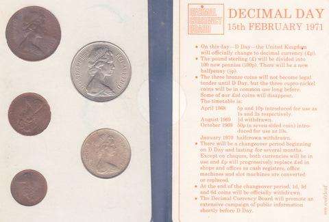 BRITAIN'S FIRST DECIMAL COINS : 15th FEBRUARY 1971 : 5 COINS
