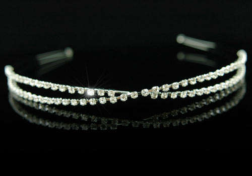 Bridal 2 Row Crystal Rhinestone Headband Tiara