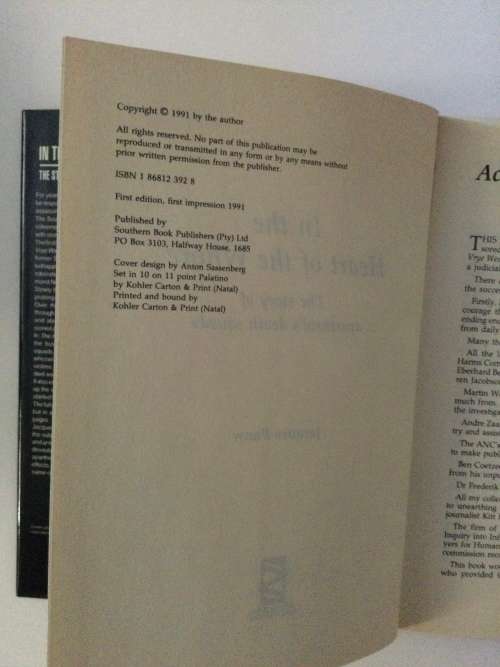 In the Heart of the Wh*re, Jacques Pauw, 1991, first edition first impression.
