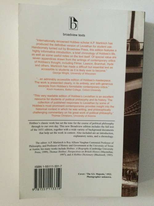 Leviathan, Thomas Hobbes, ed by AP Martinich, 2002