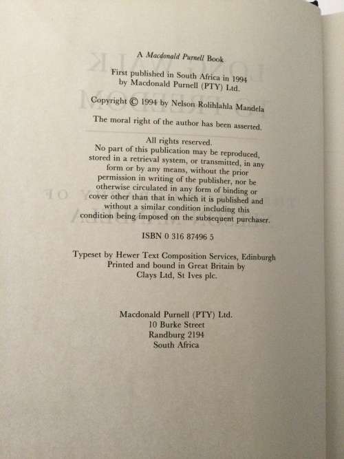Long Walk To Freedom, The Autobiography of Nelson Mandela, Nelson Mandela, 1994