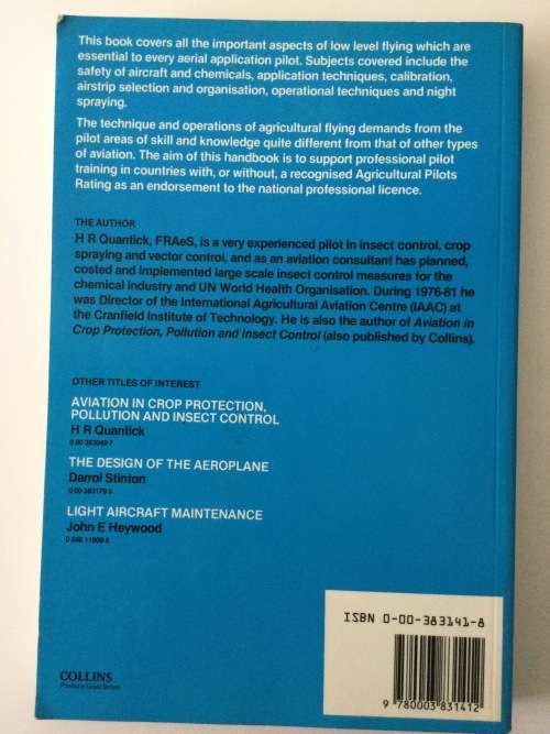 Handbook For Agricultural Pilots, Fourth Ed, HR Quantick, 1985