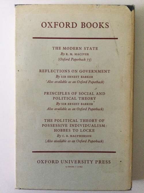 The Notion Of The State, an introduction to political theory, Alexander Passerin d`Entreves, 1969