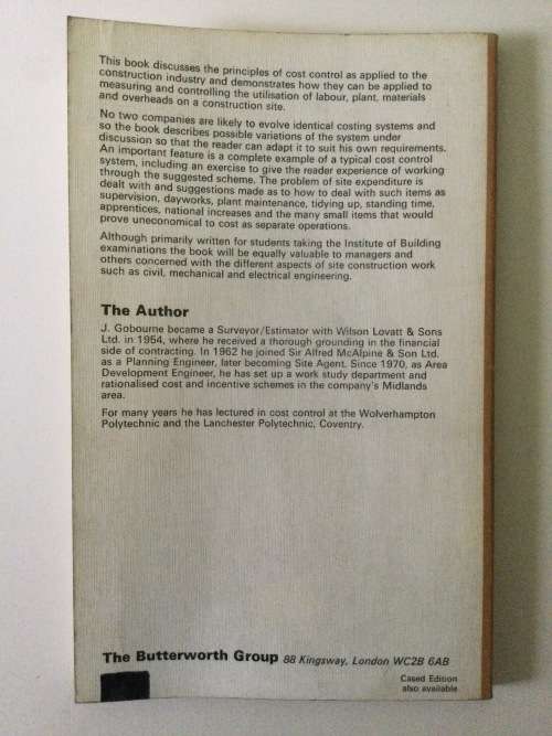Cost Control in the Construction Industry, J Gobourne, 1973