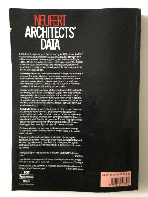 Neufert Architect`s Data, Second International English Edition, 1990