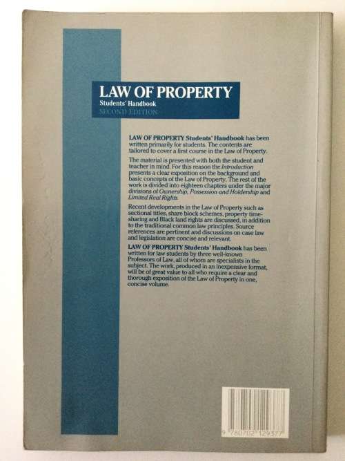 Law of Property, Student`s Handbook, 2nd Edition, NJJ Olivier et al, 1992